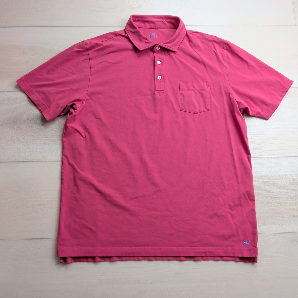 Peter Millar Seaside Wash Polo Shirt Mens L Pink Cotton Blend Pocket MS18K70P